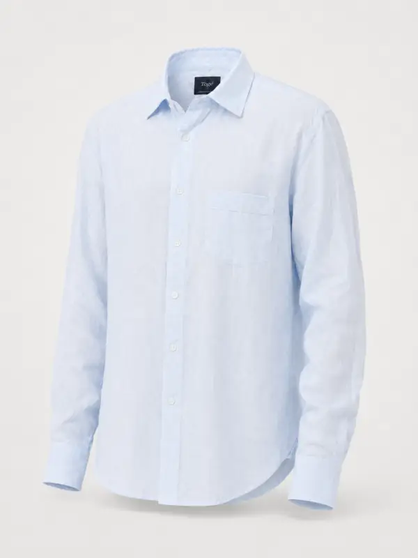 Drake’s Linen Spread Collar Skjorte - front Drake’s Linen Spread Collar Skjorte